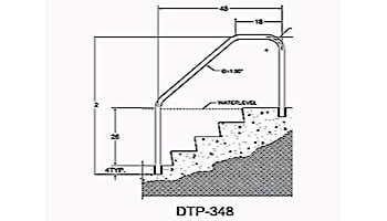 Saftron Deck To Pool Mounted 3-Bend Handrail | .25" Thickness 1.90" OD | 48" W x 32" H | White | DTP-348-W