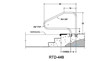 Saftron Return to Deck 4-Bend Classic Style Handrail .25" Thickness 1.90" OD | Taupe | P-448-RTD-T