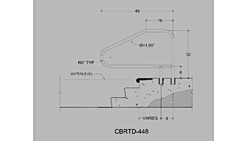 Saftron Cross Braced Return to Deck Mounted 4-Bend Handrail | .25" Thickness 1.90" OD | 48" W x 32" H | White | CBRTD-448-W