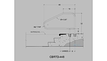 Saftron Cross Braced Return to Deck Mounted 4-Bend Handrail | .25" Thickness 1.90" OD | 48" W x 32" H | Black | CBRTD-448-BK