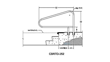 Saftron Cross Braced Return to Deck Mounted 3-Bend Above Water Handrail | .25" Thickness 1.90" OD | 52" W x 32" H | Taupe | CBRTD-352-T