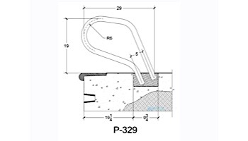 Saftron Deck Mounted Ring Handrail | .25" Thickness 1.90" OD | 29" W x 19" H | Beige |  P-329-B