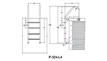 Saftron Economy 4-Step Ladder | .25" Thickness 1.90" OD | 24" W x 62" H | Black | P-324-L4-BK