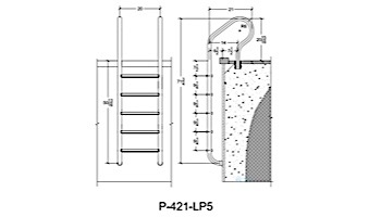 Saftron Elite Series 5-Step Ladder | .25" Thickness 1.90" OD | 21"W x 73"H | White | P-421-LP5-W