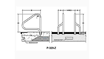 Saftron Return to Deck Mounted 3-Bend Pretzel Handrail Pair | .25" Thickness 1.90" OD | 29" W x 29" H | Beige | P-329-Z-B
