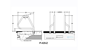 Saftron Return to Deck Mounted 4-Bend Pretzel Handrail Pair | .25" Thickness 1.90" OD | 29" W x 29" H | Gray | P-429-Z-G