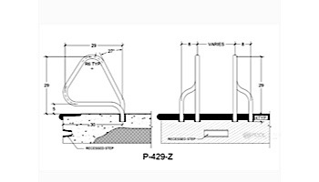 Saftron Return to Deck Mounted 4-Bend Pretzel Handrail Pair | .25" Thickness 1.90" OD | 29" W x 29" H | Taupe | P-429-Z-T