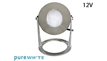 J&J Electronics PureWhite LED Underwater Fountain Luminaire | Base Only No Guard | 12V 50' Cord | LFF-S1W-12-NG-WB-50