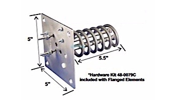 Flanged Incoloy Heater Element | 4.5KW 240V 5" X 5" Plate 6" | 12-0010-K