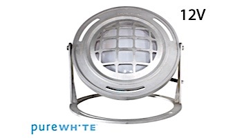 J&J Electronics PureWhite LED Underwater Fountain Luminaire | Base And Guard | 12V 30' Cord | LFF-F3W-12-WG-WB-30