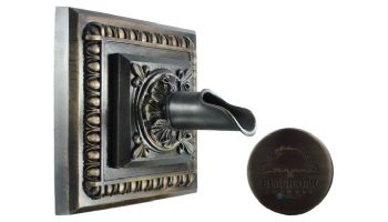 Black Oak Foundry Square Apollo Backplate with Oak Leaf Scupper | Antique Pewter Finish | S53-AP