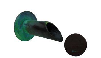 Black Oak Foundry 1.5" Deco Wall Scupper with Round Backplate | Oil Rubbed Bronze Finish | S901-ORB