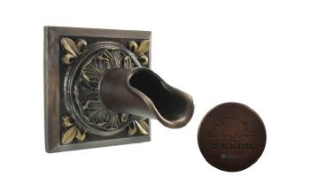 Black Oak Foundry Square Oak Leaf Scupper | Distressed Copper Finish | S52-DC