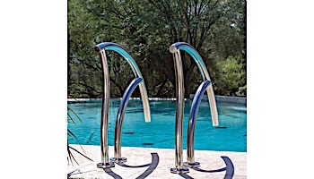 Inter-Fab Designer Series Deck Top Mounted Grab Rail Flanged Pair | 1.90" x .065" Thickness 316L Marine Grade Stainless Steel | DR-G3D065-FL-MG