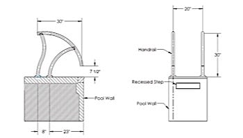 SR Smith Designer Series Deck Top Mounted Grab Rail Flanged Single | 1.90" x .065" Thickness 304 Stainless Steel | DR-G3D065-FL-SINGLE