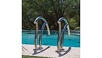 Inter-Fab Designer Series Deck Top Mounted Economy Grab Rail Flanged Pair | 1.90" x .065" Thickness 316L Marine Grade Stainless Steel | DR-G3DE065-FL-MG