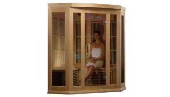 Golden Designs Maxxus 3-Person Low EMF FAR Infrared Carbon Corner Sauna | Hemlock | MX-K356-01