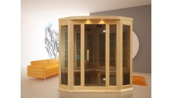 Golden Designs Maxxus 3-Person Low EMF FAR Infrared Carbon Corner Sauna | Hemlock | MX-K356-01