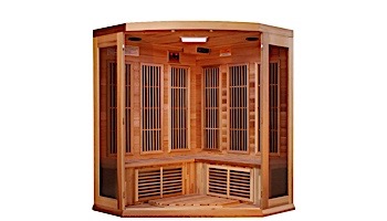 Golden Designs Maxxus 3-Person Low EMF FAR Infrared Carbon Corner Sauna | Red Cedar | MX-K356-01 CED