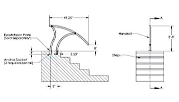 SR Smith Designer Series Deck to Deck Return Stair Rail | 1.90" x .065" Thickness Powder Coated Hammertone Gray | DR-D3D50065-6