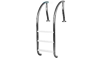 Inter-Fab Designer Series Deck Top Mounted 3 Step Ladder Flanged With White High Impact Plastic Treads | 1.90" x .065" Thickness Powder Coated Light Gray | DR-L3065P-W-FL-9