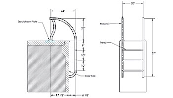 Inter-Fab Designer Series Deck Top Mounted 3 Step Ladder Flanged With White High Impact Plastic Treads | 1.90" x .065" Thickness Thermo Plastic Coated White | DR-L3065P-W-FL-TPC-W