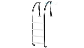 Inter-Fab Designer Series Deck Top Mounted 4 Step Ladder Flanged With White High Impact Plastic Treads | 1.90" x .065" Thickness 304 Stainless Steel | DR-L4065P-W-FL
