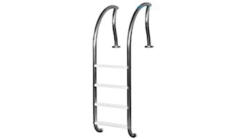 Inter-Fab Designer Series Deck Top Mounted 4 Step Ladder Flanged With White High Impact Plastic Treads | 1.90" x .065" Thickness Powder Coated Black | DR-L4065P-W-FL-2