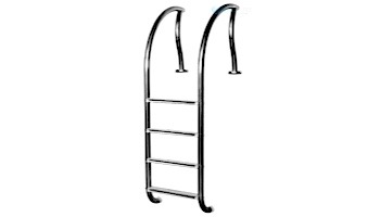 Inter-Fab Designer Series Deck Top Mounted 4 Step Ladder Flanged With Sure-Step Treads | 1.90" x .065" Thickness Thermo Plastic Coated White | DR-L4065S-FL-TPC-W