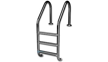 Inter-Fab Deck Top Mounted 3 Step Ladder Flanged With White High Impact Plastic Treads | 1.90" x .049" Thickness Powder Coated Black | L3049P-W-FL-2