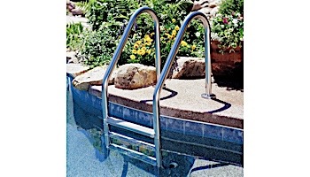 Inter-Fab Deck Top Mounted 3 Step Ladder Flanged With Sure-Step Treads | 1.90" x .049" Thickness 304 Stainless Steel | L3049S-FL