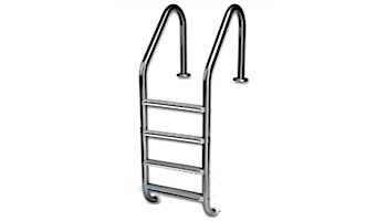 Inter-Fab Deck Top Mounted 4 Step Ladder Flanged With White High Impact Plastic Treads | 1.90" x .049" Thickness Thermo Plastic Coated White | L4049P-W-FL-TPC-W