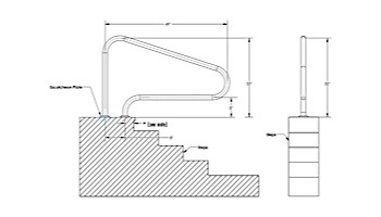 SR Smith Deck Top Mounted D3D 3 Bend Flanged Stair Rail | 1.90" x .049" Thickness 304 Stainless Steel | D3D50049-FL