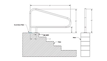 Inter-Fab Deck Top Mounted D3BD 3 Bend Braced Flanged Stair Rail | 1.90"? x .049"? Thickness 304 Stainless Steel | D3BD049-FL