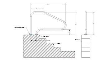 Inter-Fab Deck Top Mounted D4D 4 Bend Flanged Stair Rail | 1.90"? x .049"? Thickness Powder Coated Light Gray | D4D049-FL-9