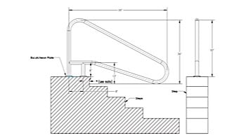 Inter-Fab Deck Top Mounted D4D 4 Bend Braced Flanged Stair Rail | 1.90" x .049" Thickness Powder Coated Hammertone Gray | D4BD049-FL-6