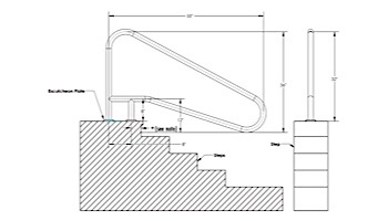 Inter-Fab Deck Top Mounted D4D 4 Bend Braced Flanged Stair Rail | 1.90" x .049" Thickness Thermo Plastic Coated Tan | D4BD049-FL-TPC-T