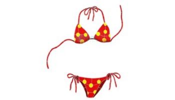 Artistry In Mosaics Bikini Blue with Yellow Polka Dots Mosaic | 29" x 20" | BYEBLUOM