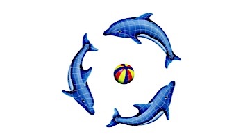 Artistry In Mosaics Dolphin Group with Multi Color Ball - Small Mosaic | 42" x 42" | DOLGRPS-MC