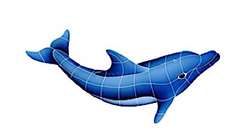 Artistry In Mosaics Dolphin Left with Shadow Mosaic | Medium - 25"? x 40"? | DSHBLULM