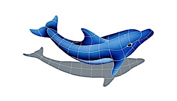 Artistry In Mosaics Dolphin Right with Shadow Mosaic | Medium - 22"? x 40"? | DSHBLURM