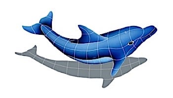 Artistry In Mosaics Dolphin Left Mosaic | Medium - 24"? x 40"? | DOLBLULM