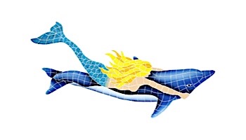 Artistry In Mosaics Mermaid with Dolphin Mosaic | 31"? x 60"? | MDOBLUL
