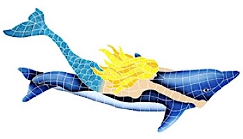 Artistry In Mosaics Mermaid with Dolphin with Shadow Mosaic | 40"? x 60"? | MDSBLUL