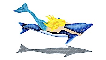 Artistry In Mosaics Mermaid with Dolphin with Shadow Mosaic | 40"? x 60"? | MDSBLUL