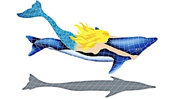 Artistry In Mosaics Mermaid with Dolphin Mosaic | 31"? x 60"? | MDOBLUL