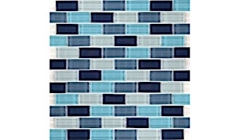 Artistry In Mosaics 1x2 Crystal Series Glass Tile Aqua Blend