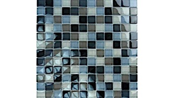 Artistry In Mosaics 1x1 Crystal Series Glass Tile Black Charcoal Gray Taupe Blend