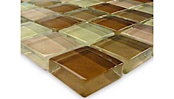 Artistry In Mosaics Crystal Series - Khaki Tan Blend Glass Tile | 1" x 1" | GC82323N1