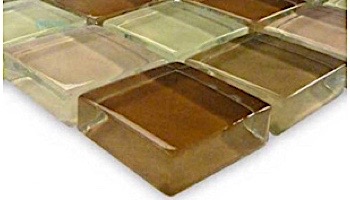 Artistry In Mosaics Crystal Series - Khaki Tan Blend Glass Tile | 1" x 1" | GC82323N1